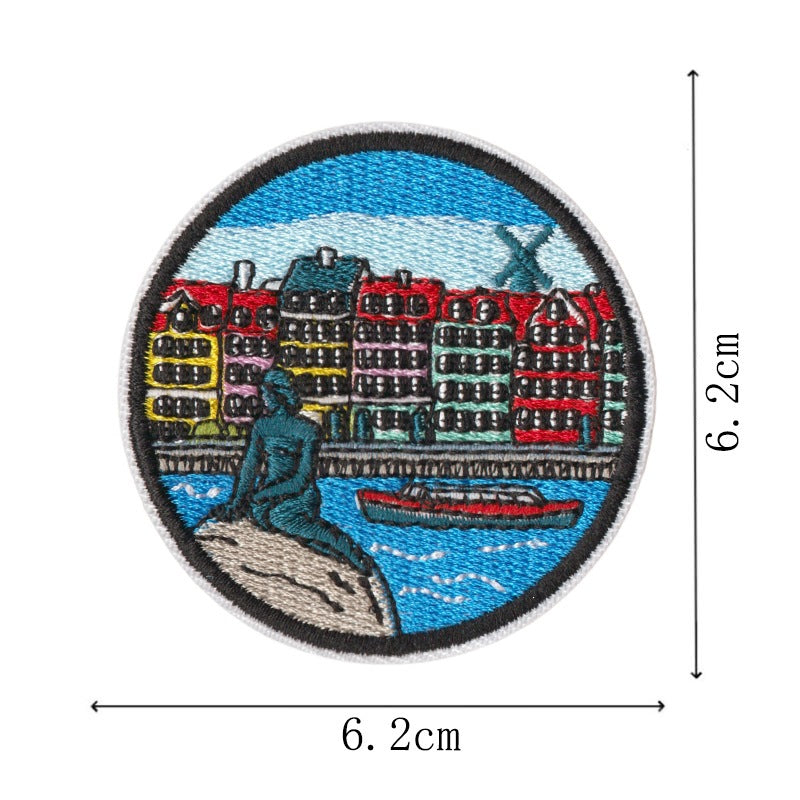 Wholesale Polyester Cotton Embroidered World City Landmark Iron On Patches 9 Pack For ets Travel Souvenir
