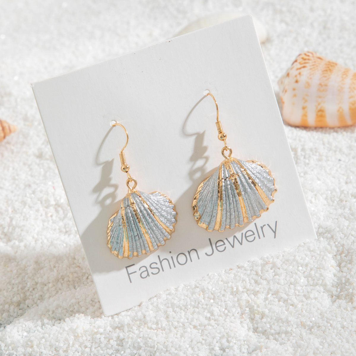 Wholesale 10pcs Summer beach style natural shell gold-plated earrings