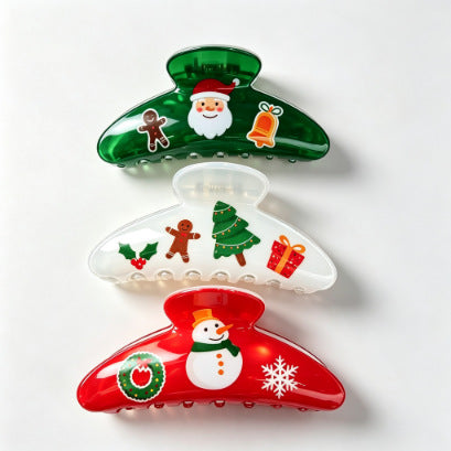 Wholesale Christmas Deer Snowman Bell Hair Claw Clip PVC Fashion Accessory Gift Boutique Resale