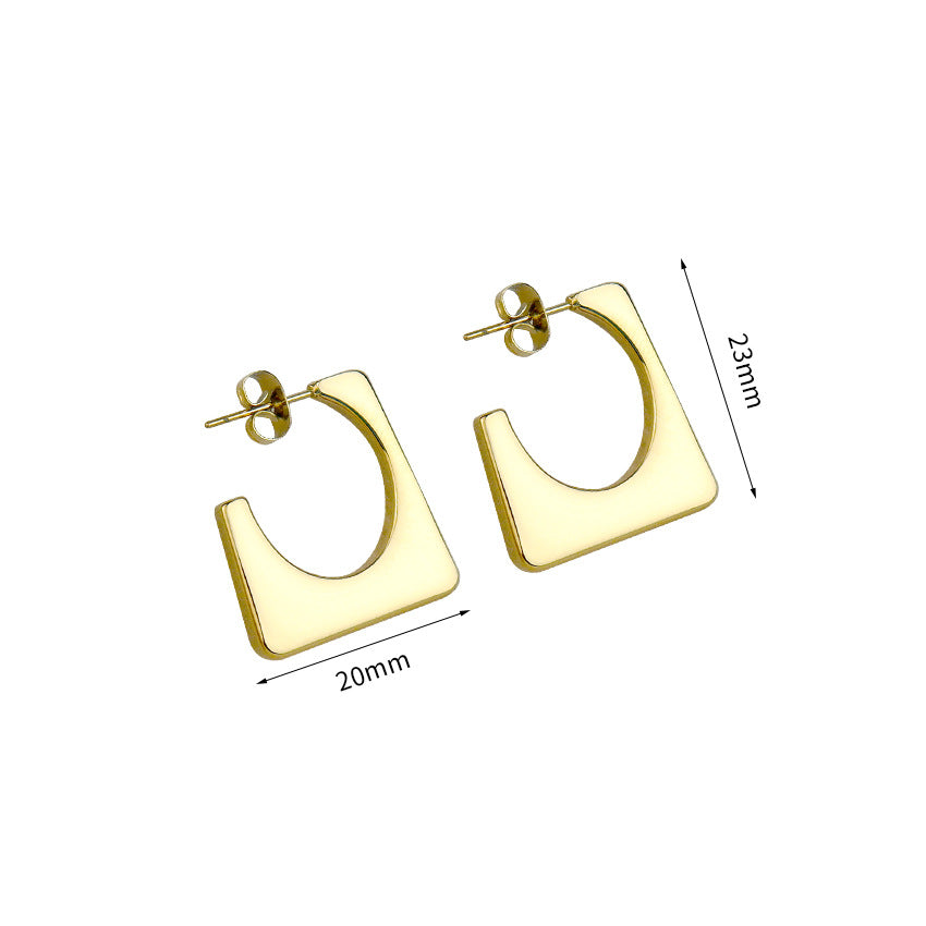 Wholesale Stainless Steel 8K Gold Simple Geometric Small Mini Earrings