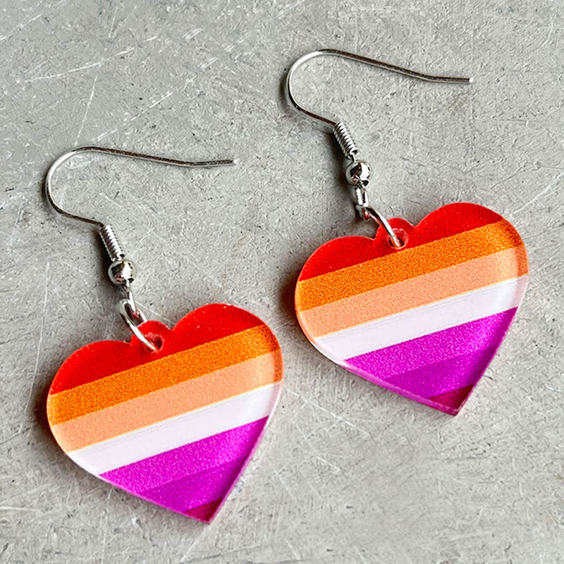 Wholesale Rainbow Multicolor Heart Shaped Acrylic Earrings