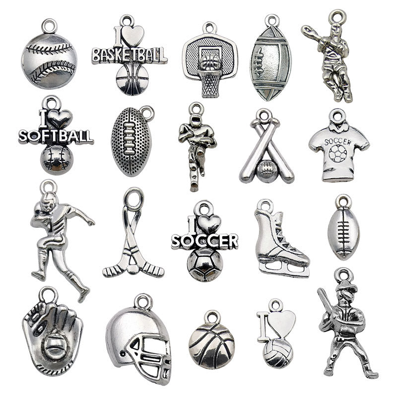 Wholesale 1 Antique Silver Alloy Simulation Rugby Baseball Series DIY Pendant