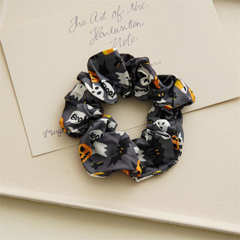 Wholesale of Halloween Skeleton Women's Fabric Hair Scrunchies