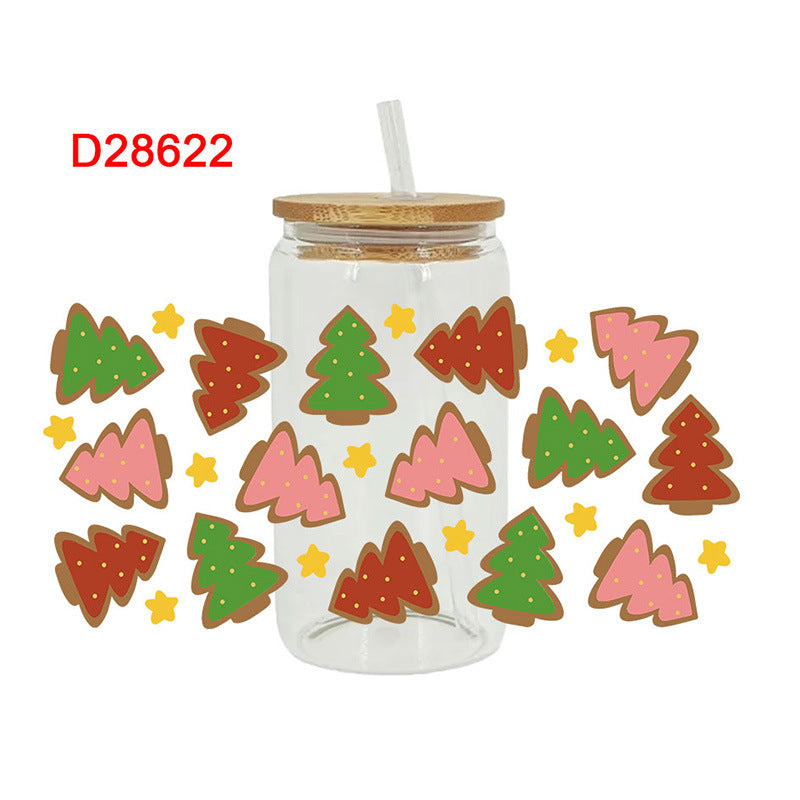 Wholesale Colorful Christmas Series  16oz Cup UV DTF Wraps