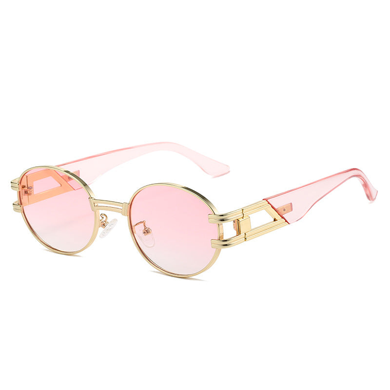 Wholesale Oval Retro Round Metal Fashion Versatile Sunglasses