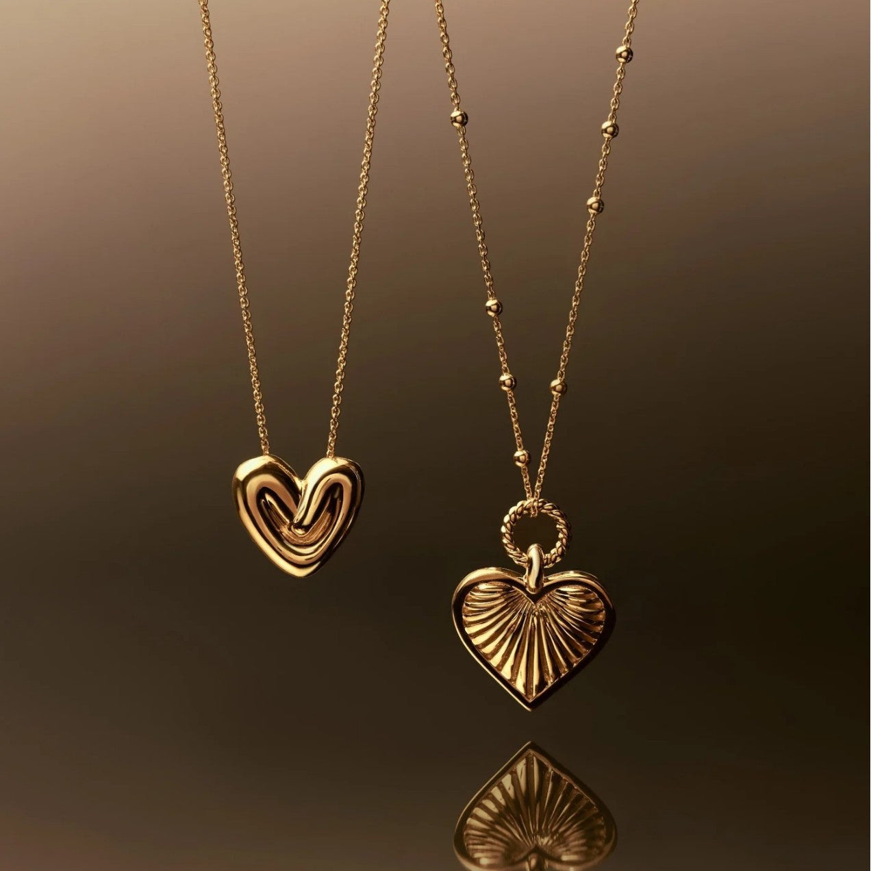 Wholesale Real gold electroplated irregular heart stacking necklace