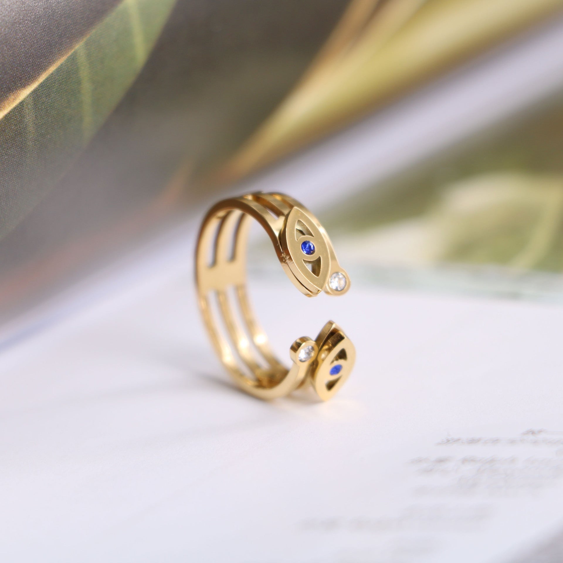 Wholesale Devil's Eye Titanium Steel 18K Gold Plated Ring