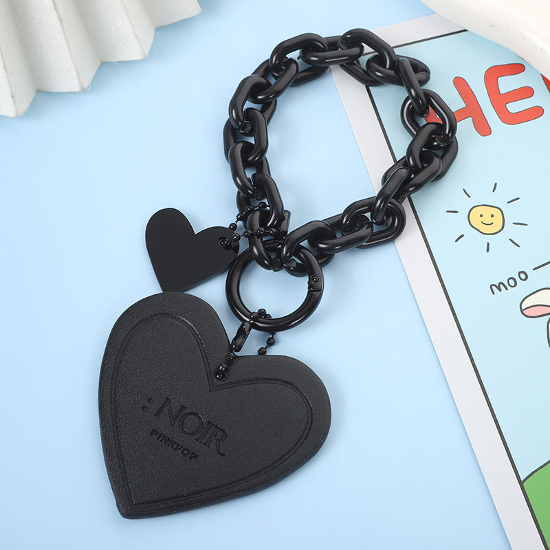 Wholesale Black Bracelet Love Pendant Leather Keychain