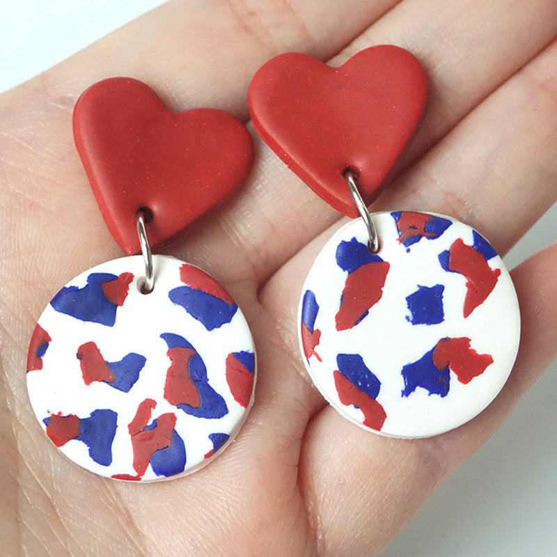 Wholesale soft pottery fashion earrings love color clay earrings