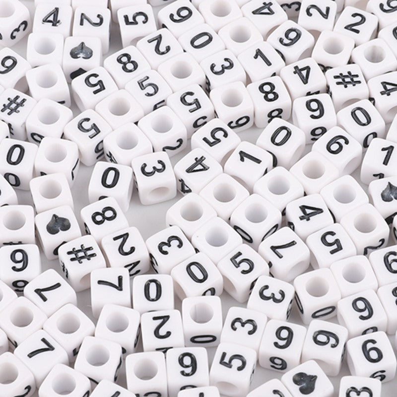 Wholesale 100pcs Acrylic Square Number English Alphabet Beads