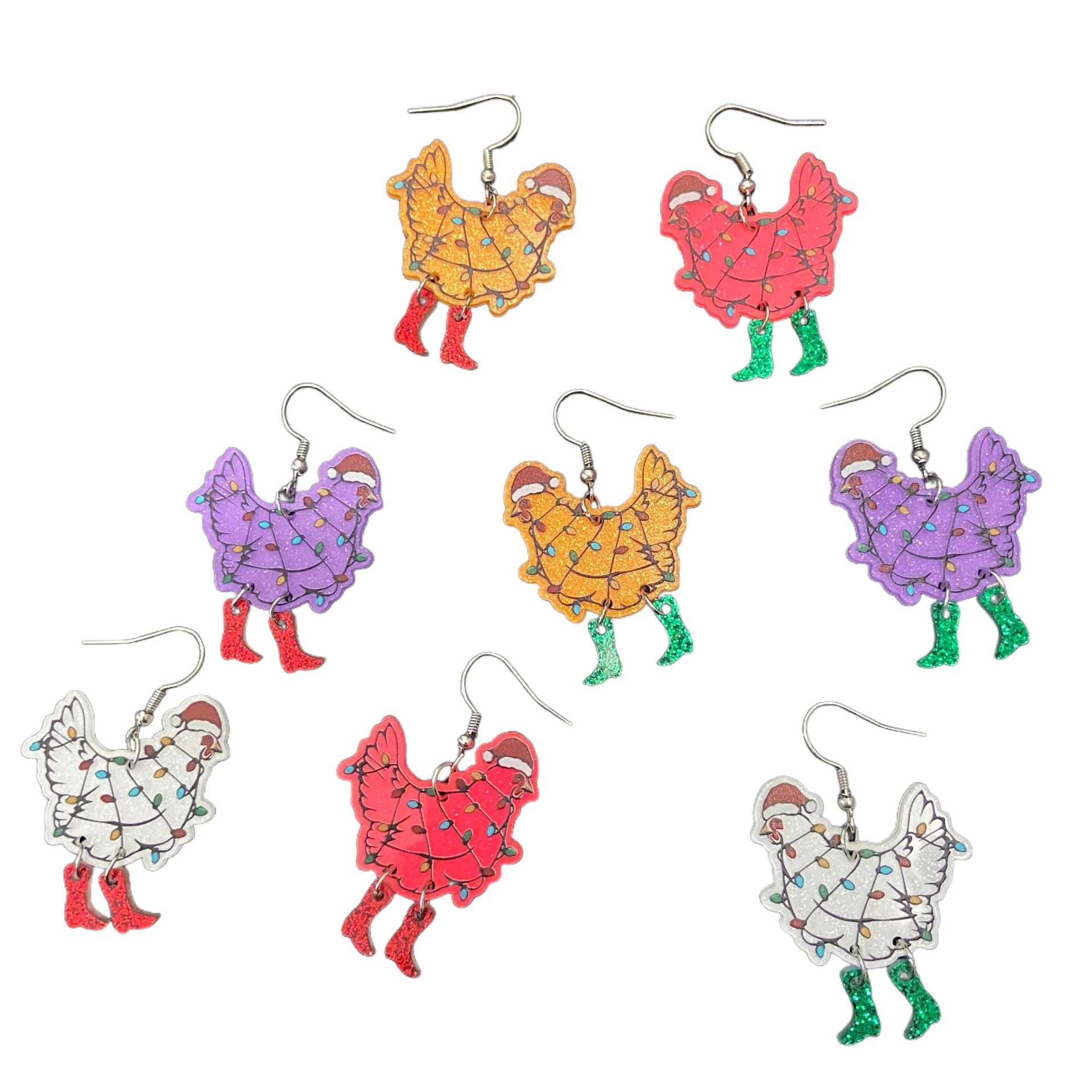 Wholesale Christmas colorful rooster earrings