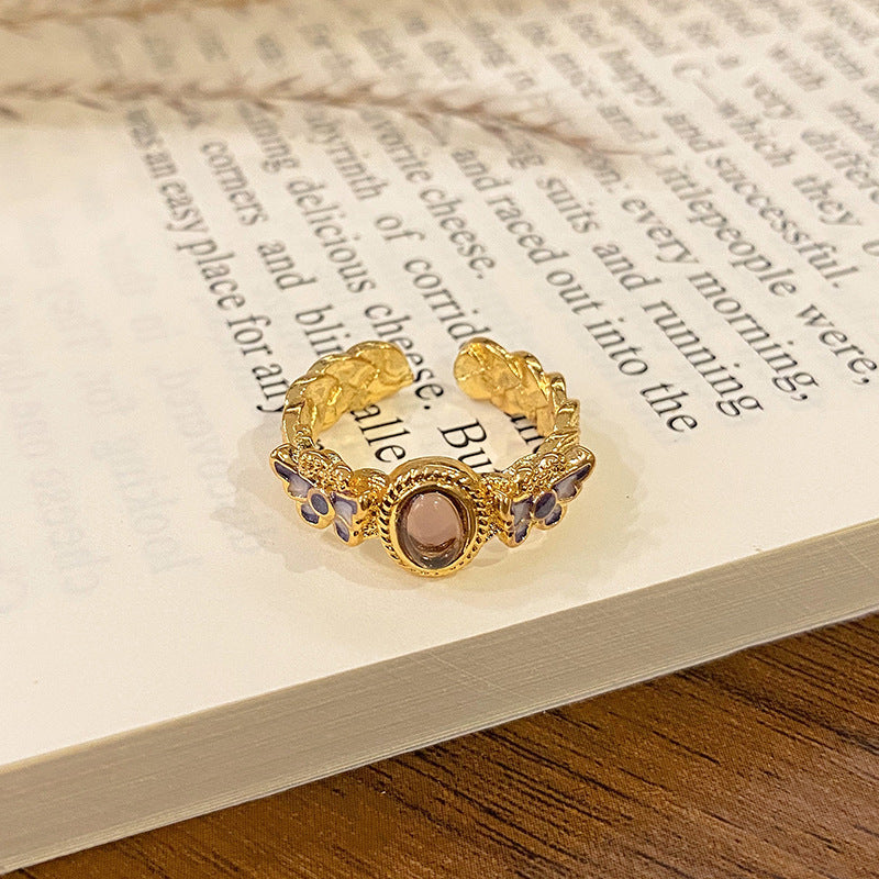 Wholesale Flower bud colored enamel drip pattern ring