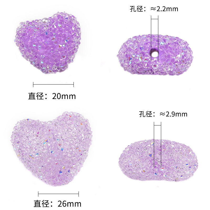 Wholesale 20pcs Colorful rhinestone soft candy heart-shaped rhinestone ball