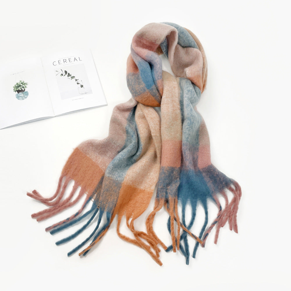 Wholesale Colorful Plaid Winter Warm Seahorse Hair Scarf
