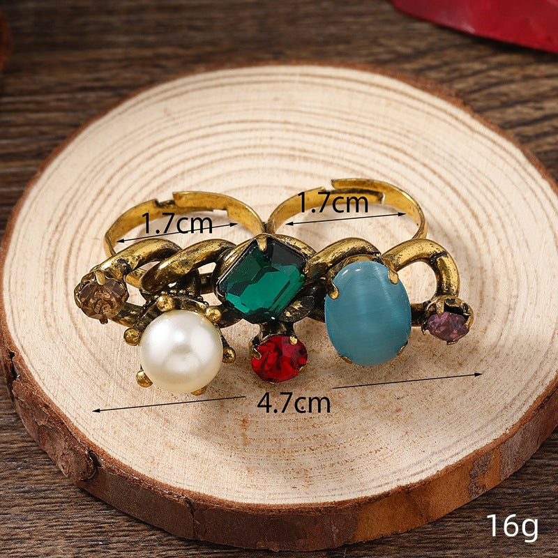 Wholesale Red Enamel Gemstone Colored Light Glass Butterfly Enamel Ring