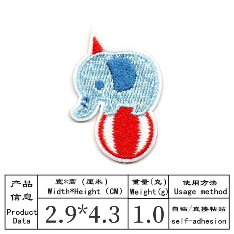 Wholesale 9 Pcs Embroidered Animal Patches Cartoon Lion Elephant Kids Clothing Towel Applique DIY Craft Gift