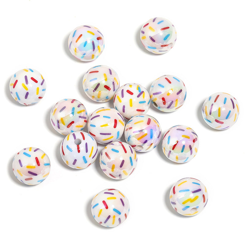 Wholesale 100PCS Holiday Party Ribbon Print Colorful Polka Dot Acrylic Beads
