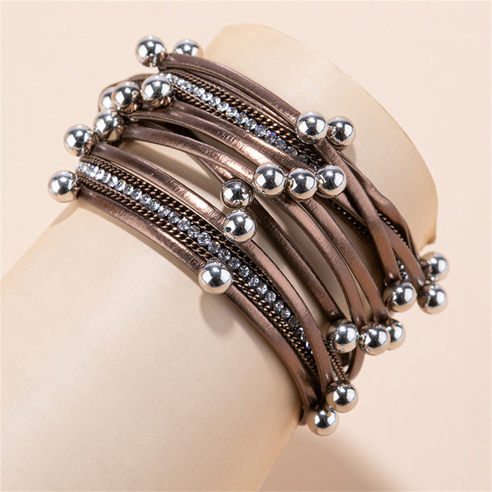 Wholesale Sweet Cool Rivet Layered Bracelet Set