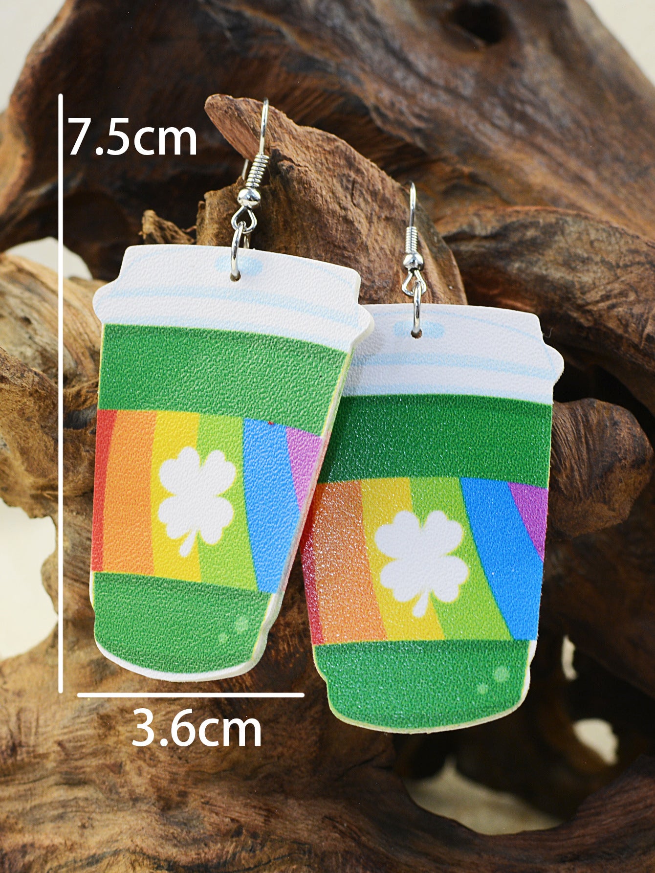 Wholesale St. Patrick's Day Coffee Cup Milk Tea Cup Shamrock Earrings