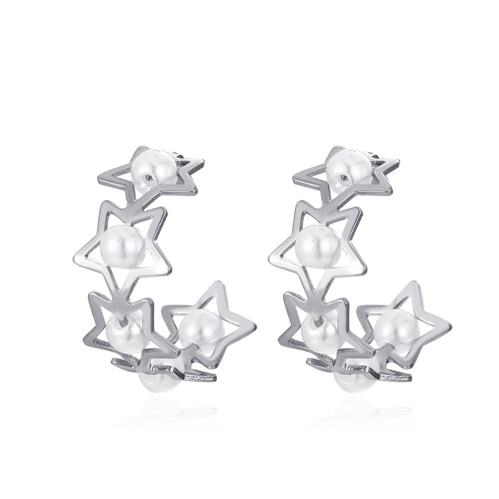 Wholesale Geometric Ring C-shaped Bamboo Irregular Alloy Earrings