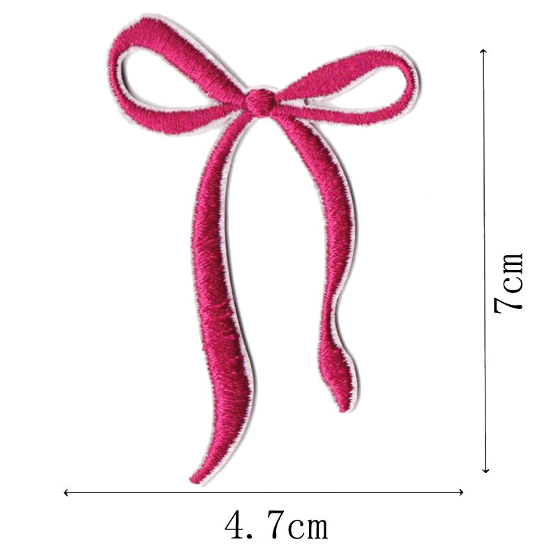 Wholesale Pink bow embroidery DIY Patches