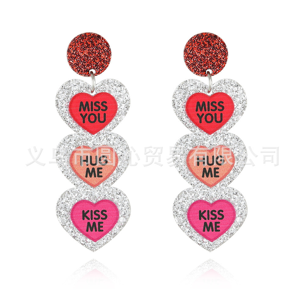 Wholesale  Valentine' s Day Peach Heart Earrings