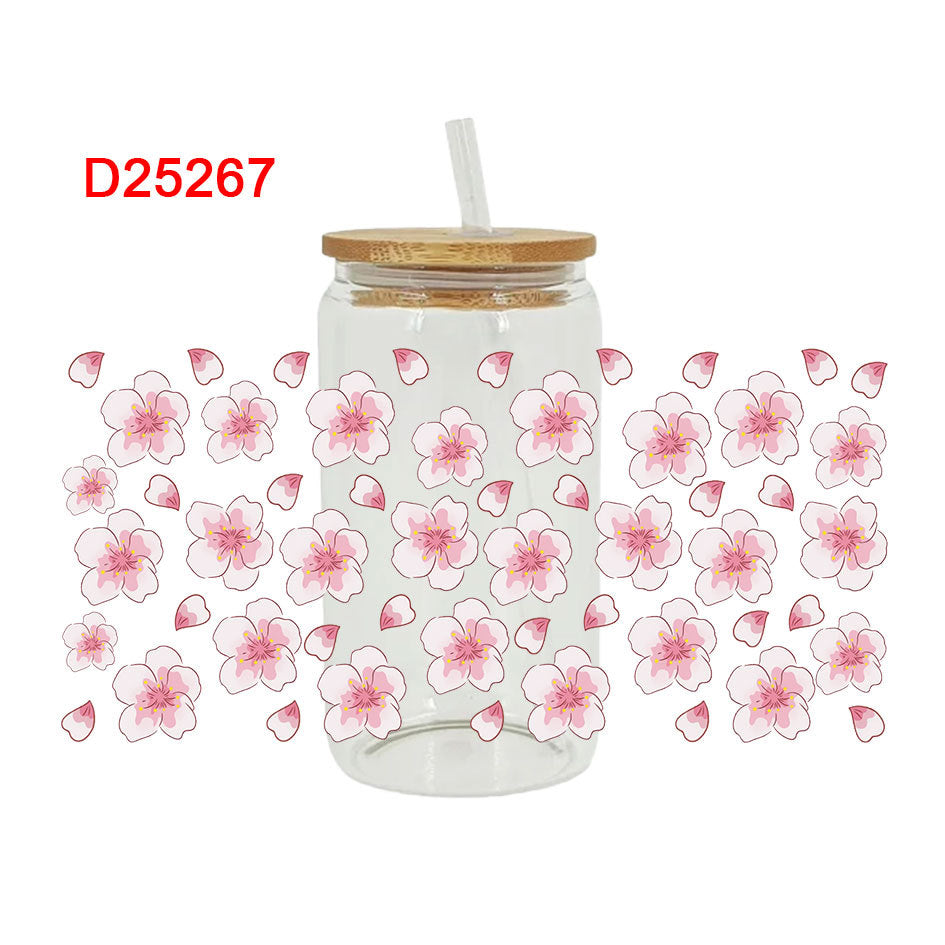 Wholesale Cartoon Fresh Floral Theme 16oz Cup UV DTF Wraps