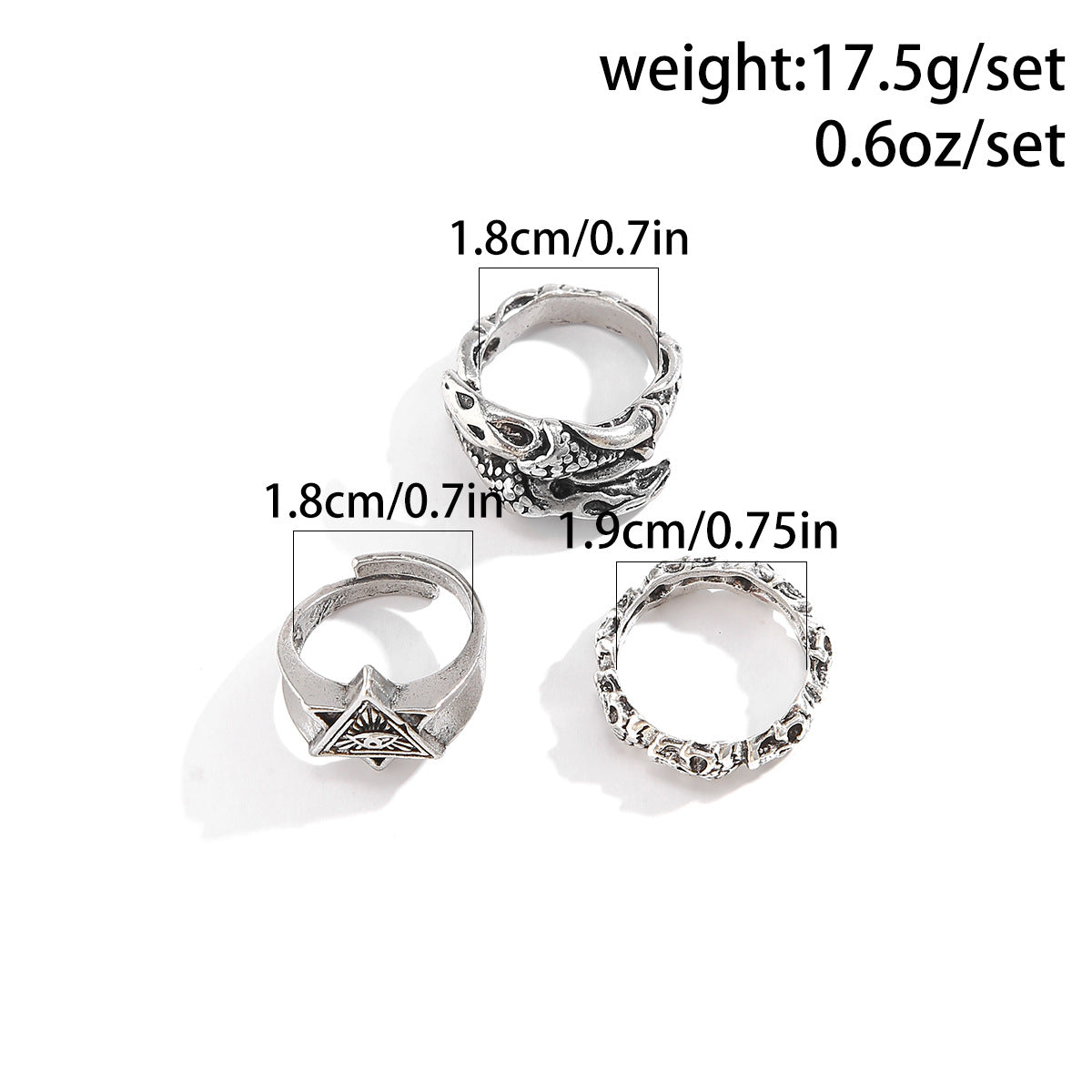 Wholesale men's vintage six-pointed star ring set