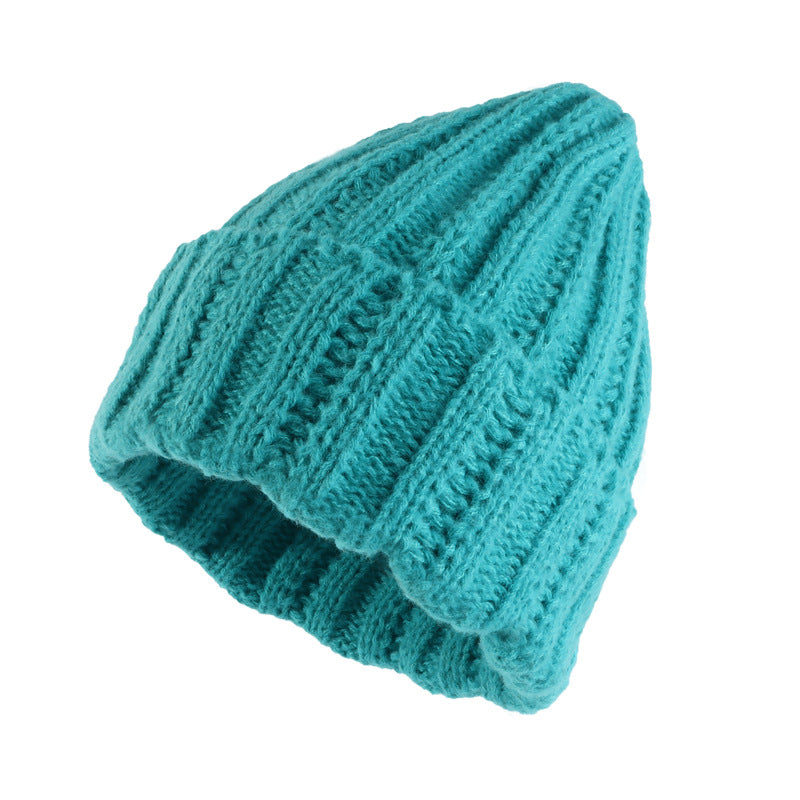 Wholesale 2023 Autumn and Winter Solid Color Knitted Hat Thick Thread Acrylic Wool Hat