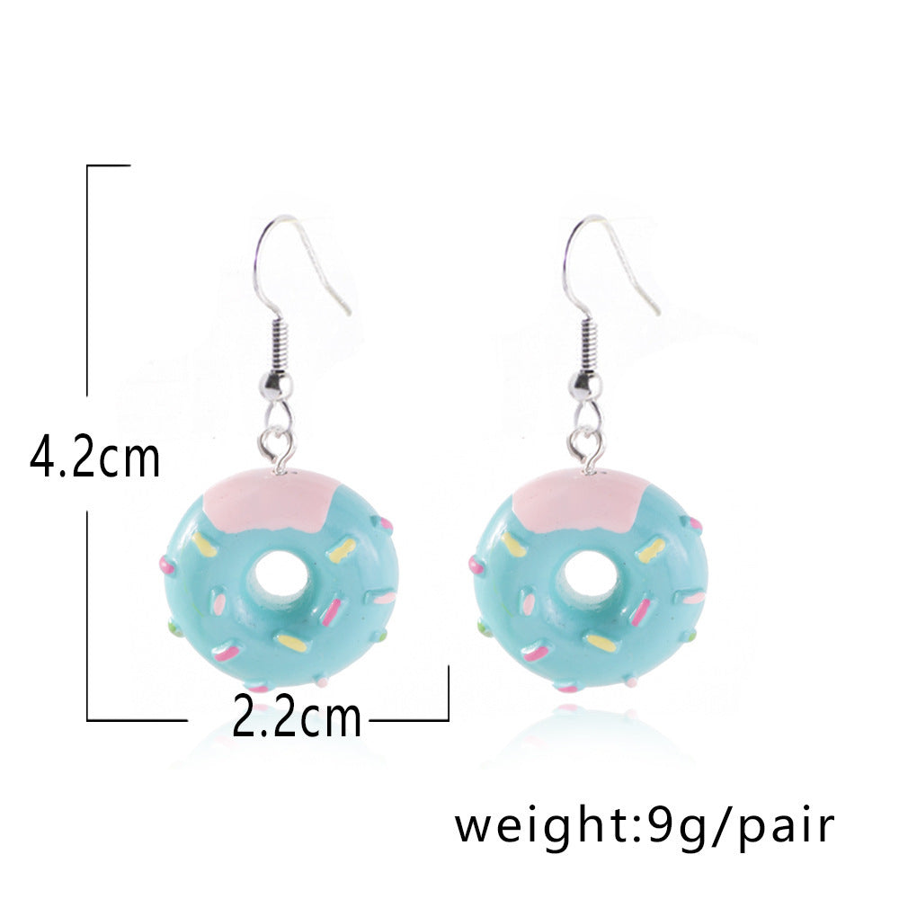 Wholesale Resin Simulation Cake Dessert Donut Earrings Set