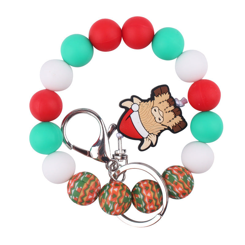 Wholesale Christmas Silicone Bead Wrist Keychain