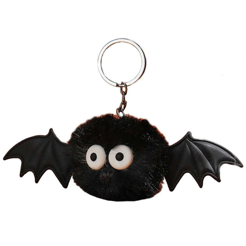 Wholesale Halloween Bat Plush Pom Keychain