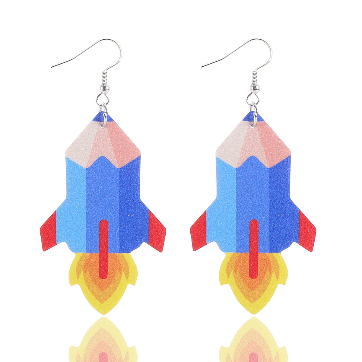 Wholesale Teacher's Day Apple Pencil Water Drop Leather Earrings