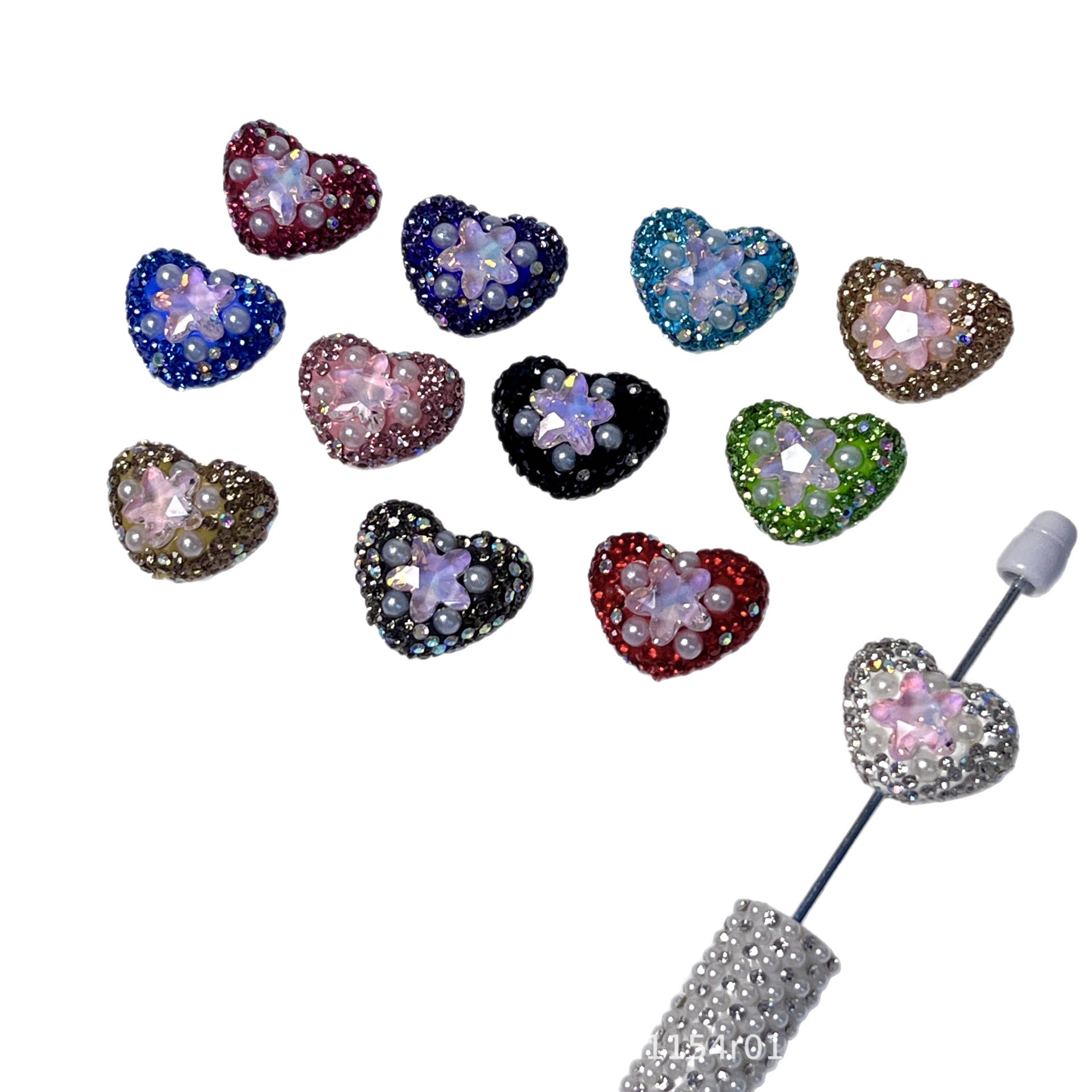 Wholesale 10pcs Double sided diamond inlaid colored soft ceramic straight hole beads