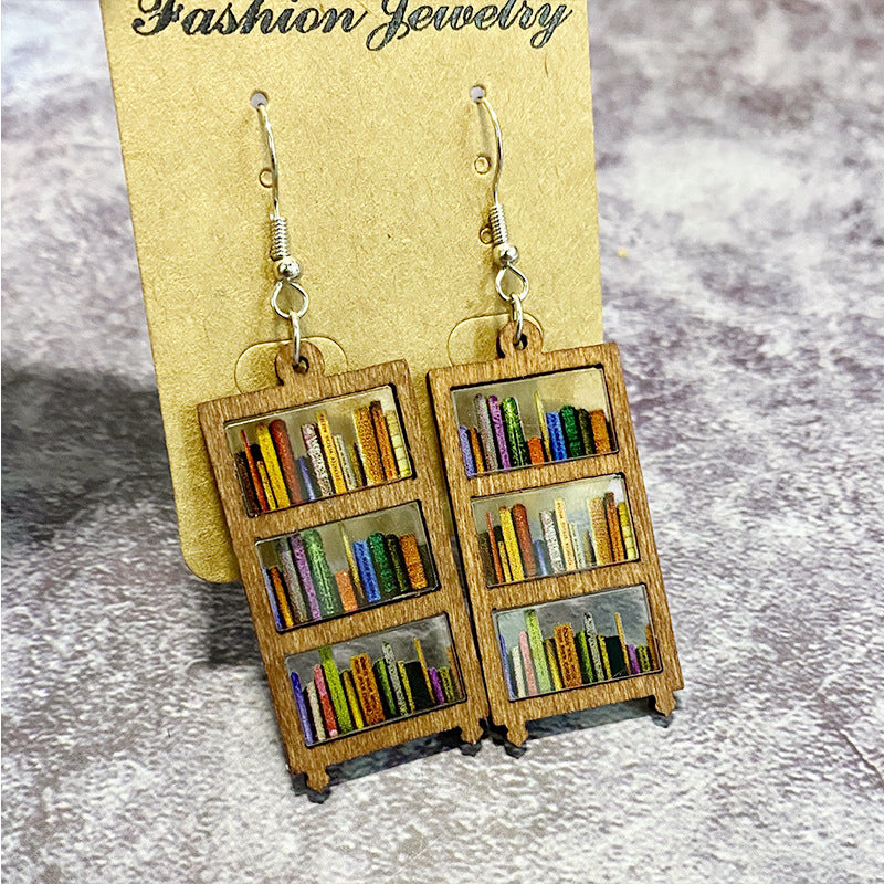 Wholesale Waterdrop Splicing Bookshelf Acrylic Teacher' s Day Earrings