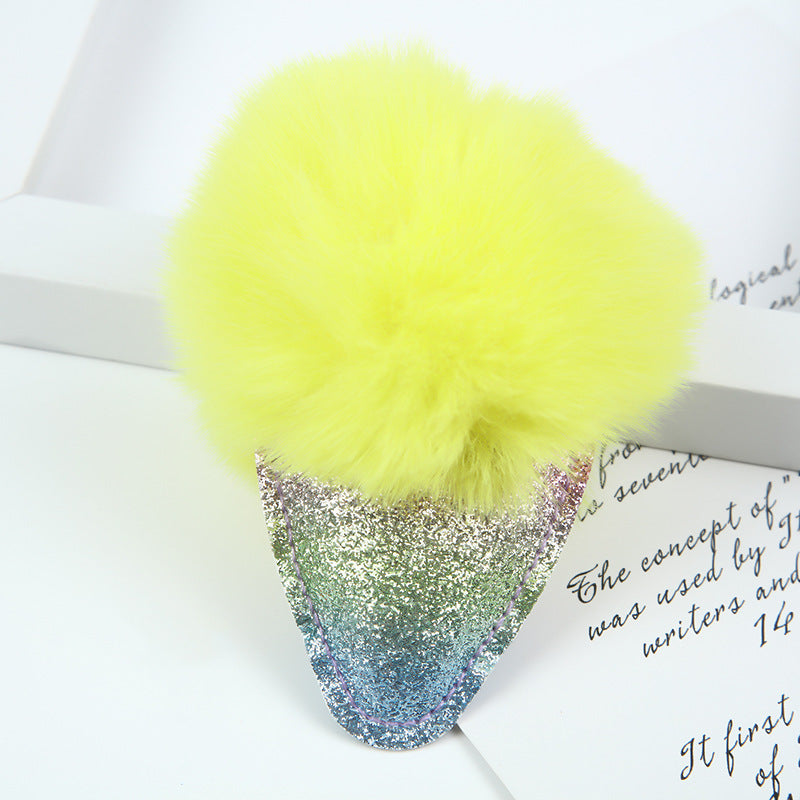 Wholesale Hair Ball Ice Cream Cone Keychain