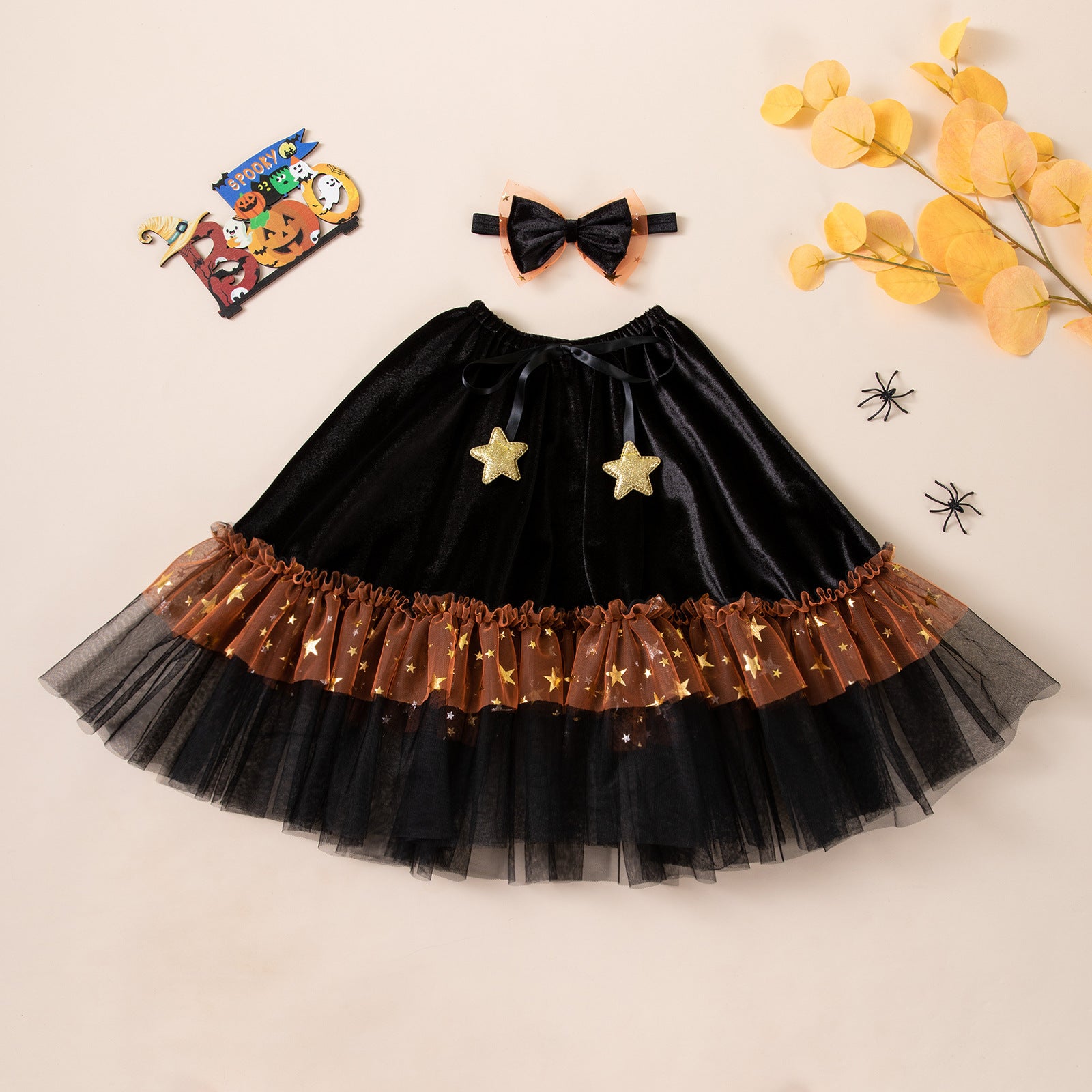 Wholesale Velvet Star Cape And Dress Two Piece Set For Girls  Party Photo Shoot