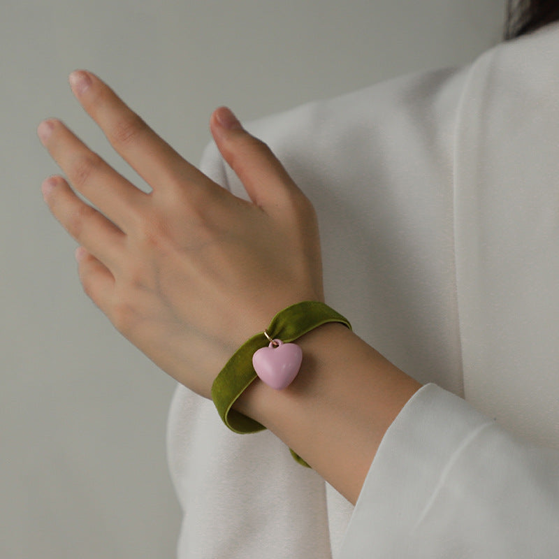 Wholesale Valentine's Day Series Stretch Velvet Wide Band Love Bracelet