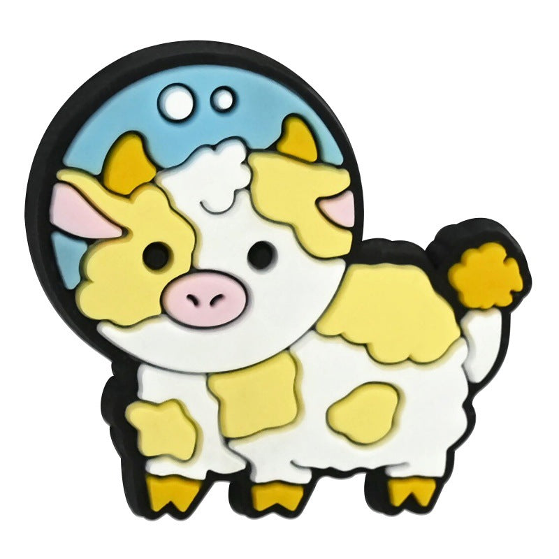 Wholesale Random 100pcs Cartoon Colorful Cow Series Pvc Soft Glue Double-Sided Focus Beads