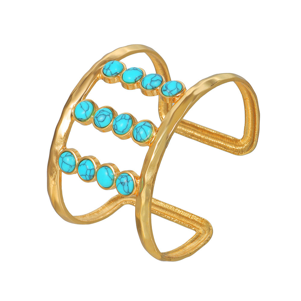 Wholesale Imitation Turquoise Boho Geometric Metal Bracelet