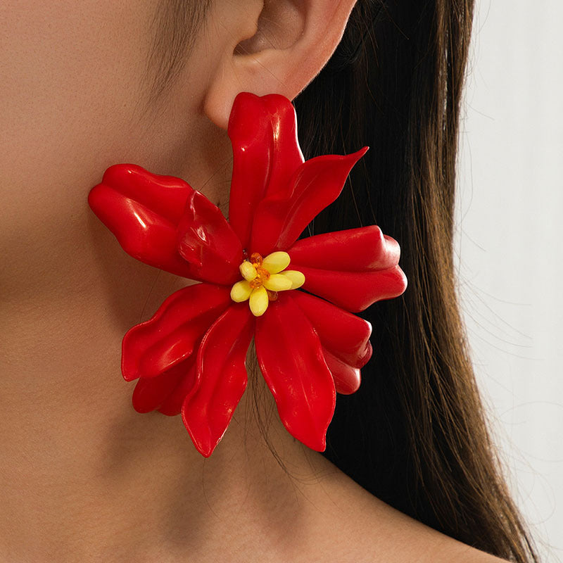 Wholesale Acrylic Flower Alloy Earrings Retro Chic Fashion Jewelry Accessory For Women Casual Party