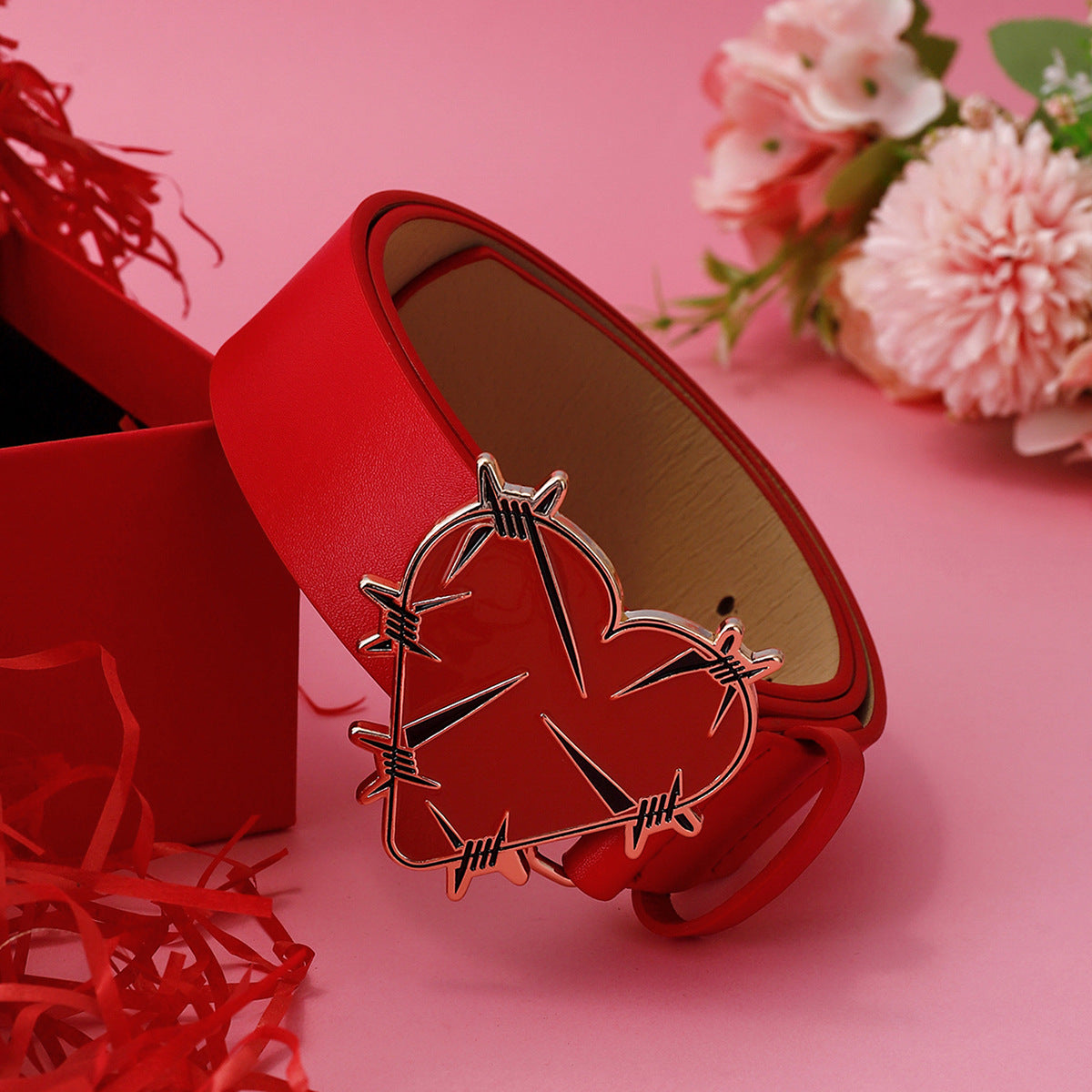 Wholesale of Red Love PU Belts