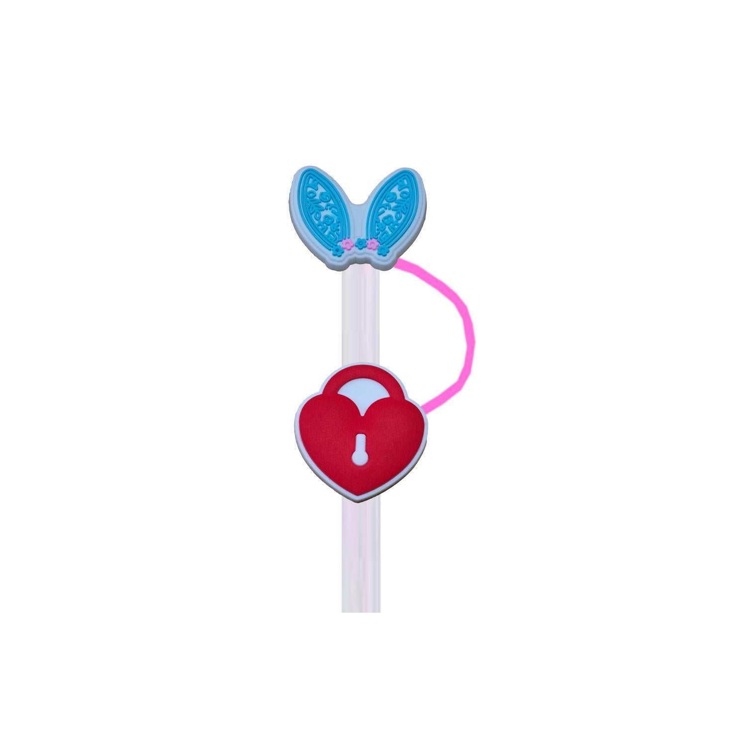 Wholesale Valentine's Day Creative Cartoon Double Head Straw Cap temu Cartoon Milk Tea Drink Straw Sleeve Plastic Straw Plug