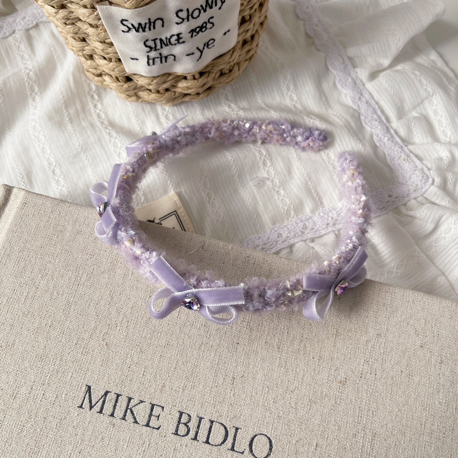 Wholesale Dreamy plush bow sweet atmosphere velvet bow tie headband