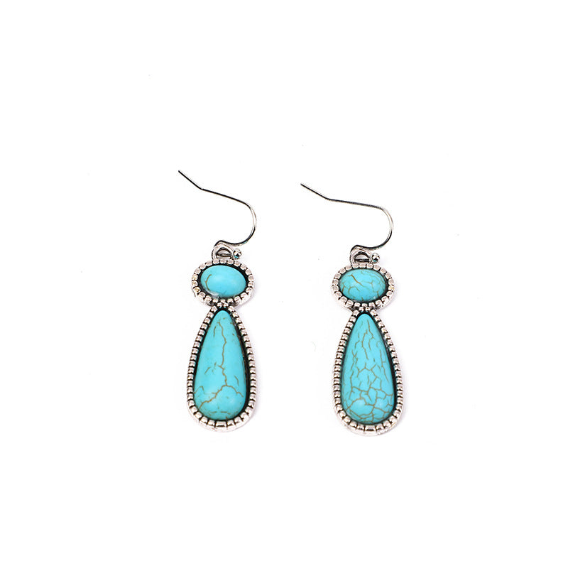Wholesale Turquoise exaggerated antique silver turquoise earrings