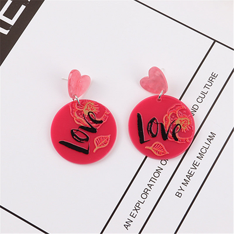 Wholesale Valentine's Day Heart Acrylic Earrings