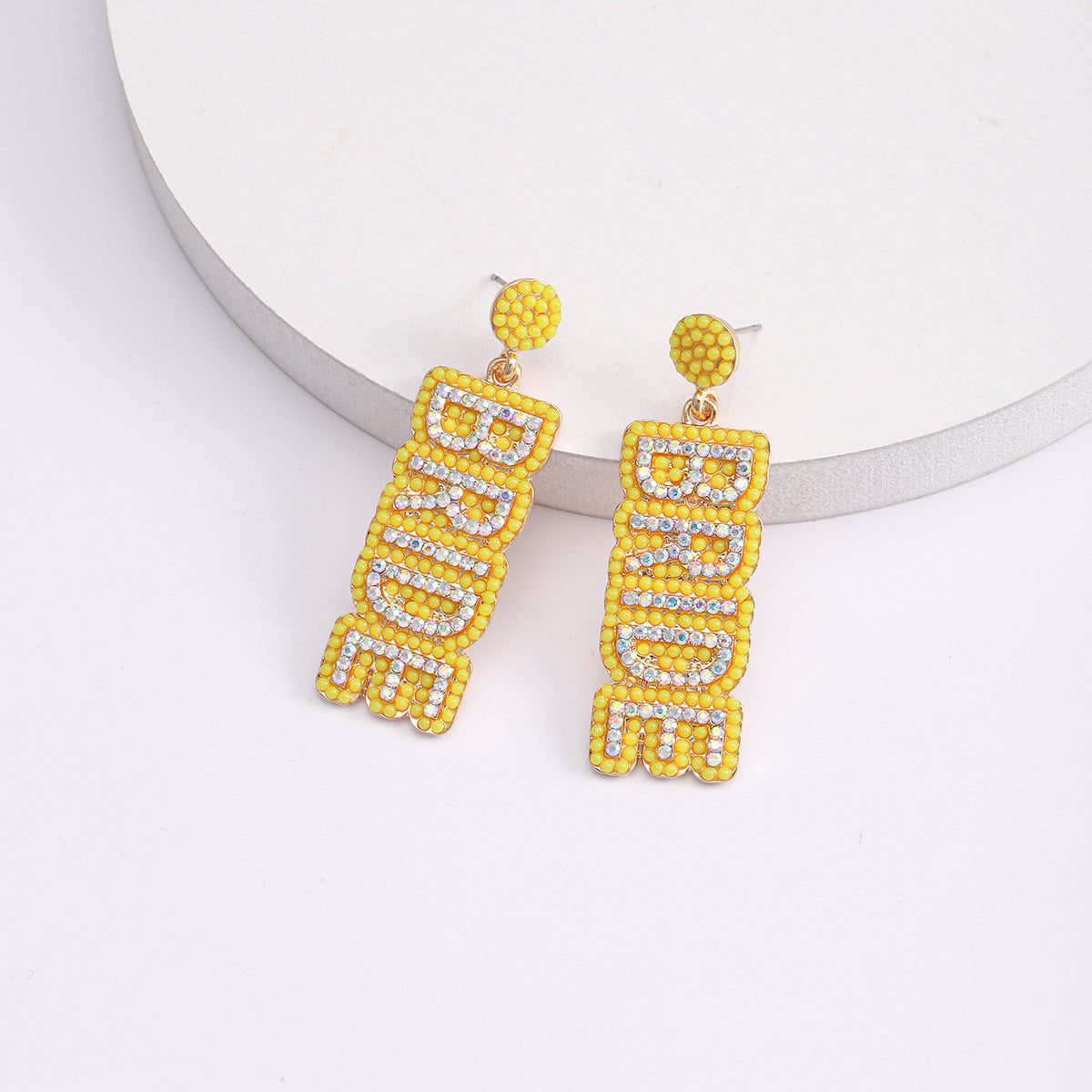 Wholesale BRIDE Alloy Rice Bead Diamond Earrings