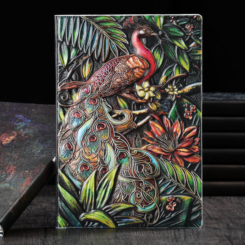 Wholesale Colorful Peacock Embossed Notebook A5 PU Embossed 3D Handbook