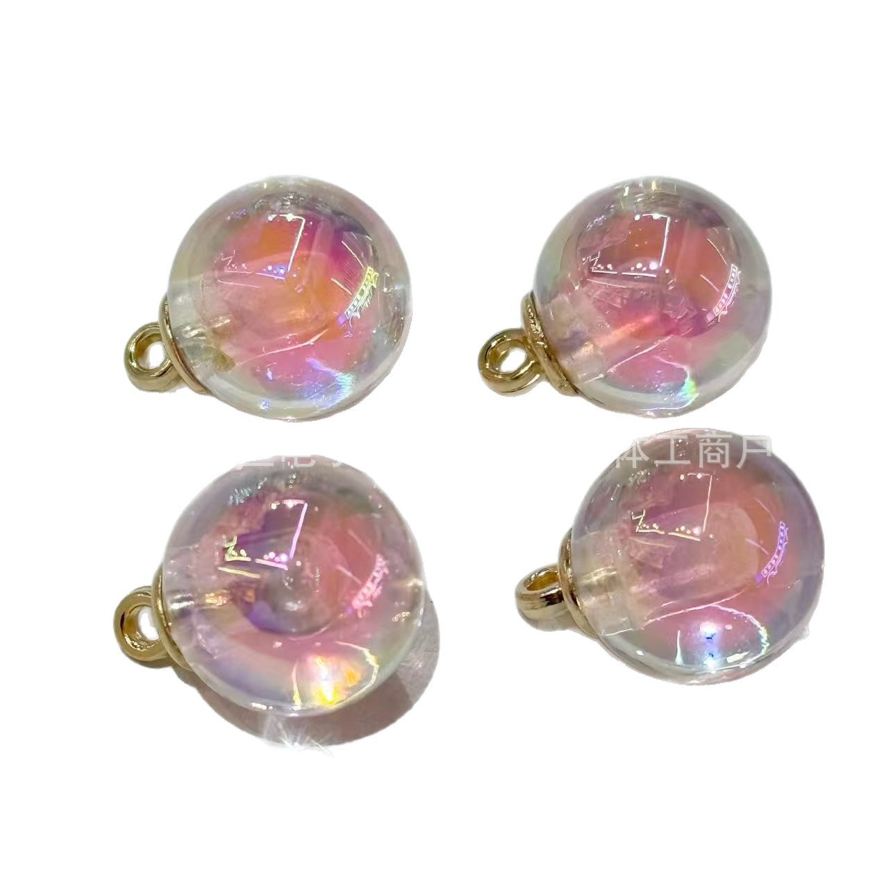 Wholesale 200pcs Colored plated hanging hole acrylic round beads