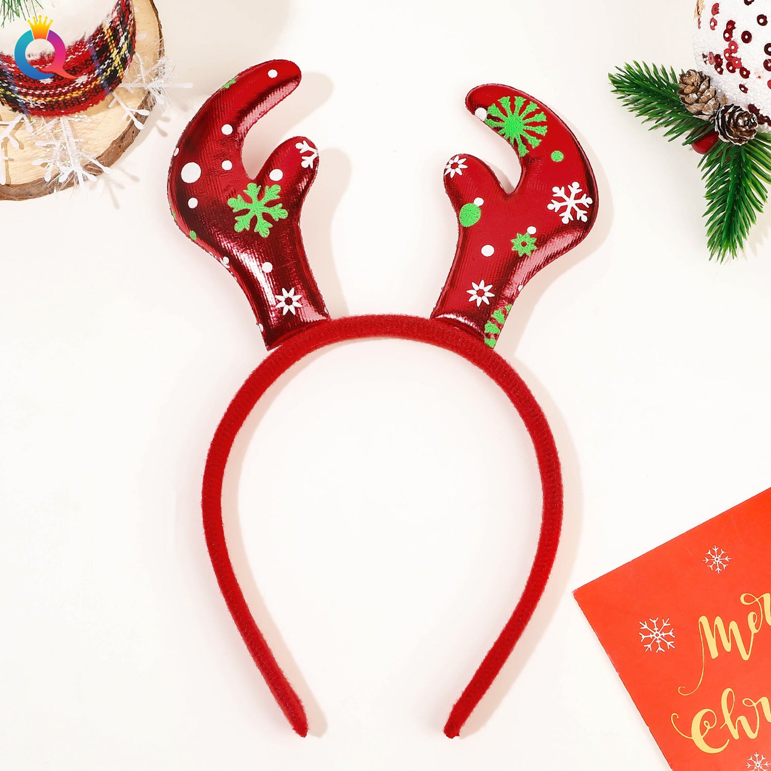 Wholesale Christmas antlers high skull top pressed holiday party headband